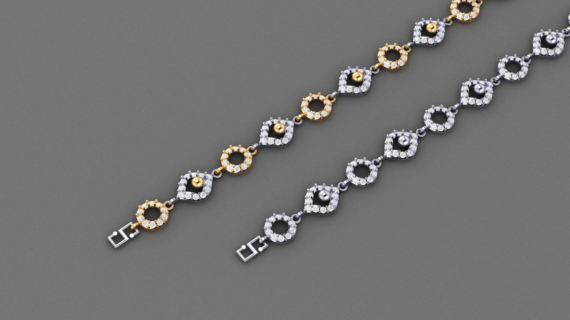 50 Light Weight Chain Bracelet 3dm stl details 1 render Pack 3D print model_87