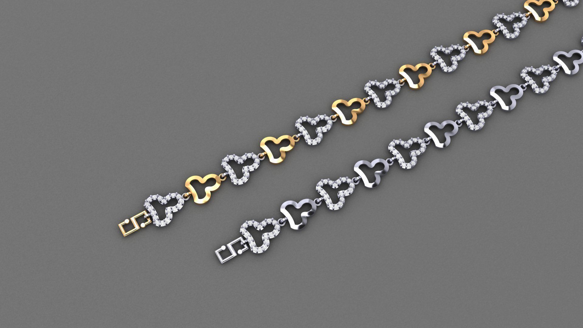 50 Light Weight Chain Bracelet 3dm stl details 1 render Pack 3D print model_3