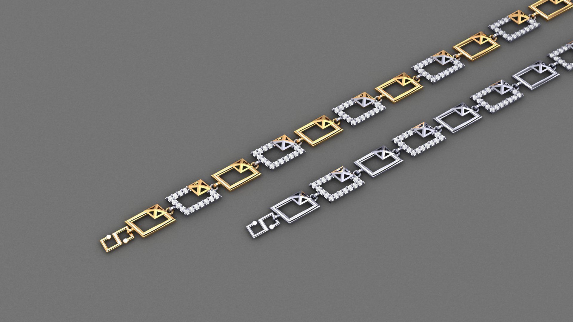 50 Light Weight Chain Bracelet 3dm stl details 1 render Pack 3D print model_15