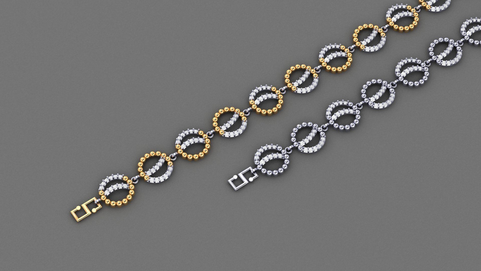 50 Light Weight Chain Bracelet 3dm stl details 1 render Pack 3D print model_33