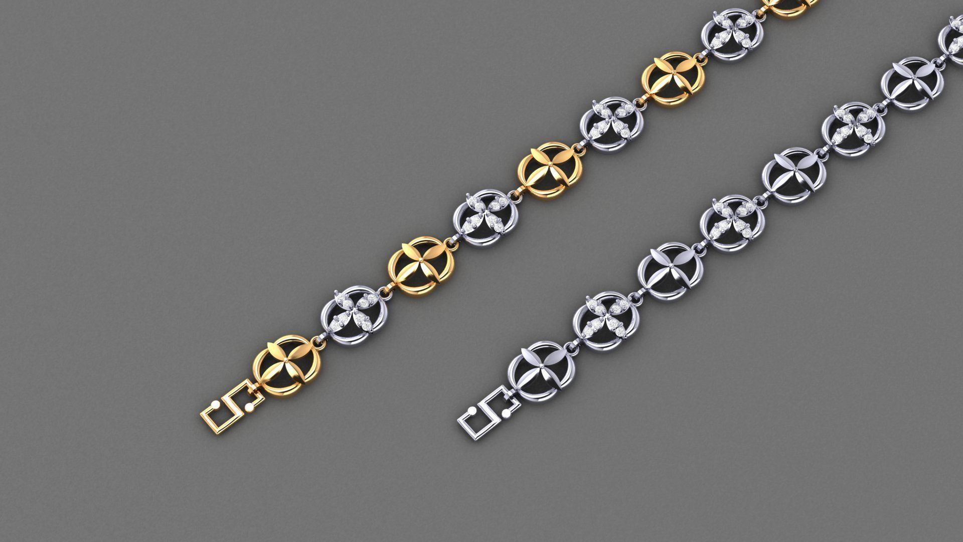 50 Light Weight Chain Bracelet 3dm stl details 1 render Pack 3D print model_43