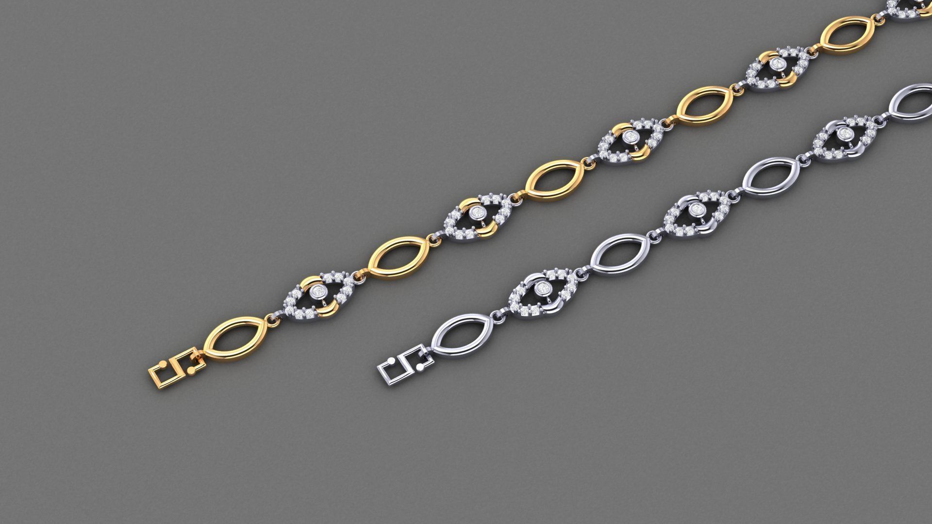 50 Light Weight Chain Bracelet 3dm stl details 1 render Pack 3D print model_7