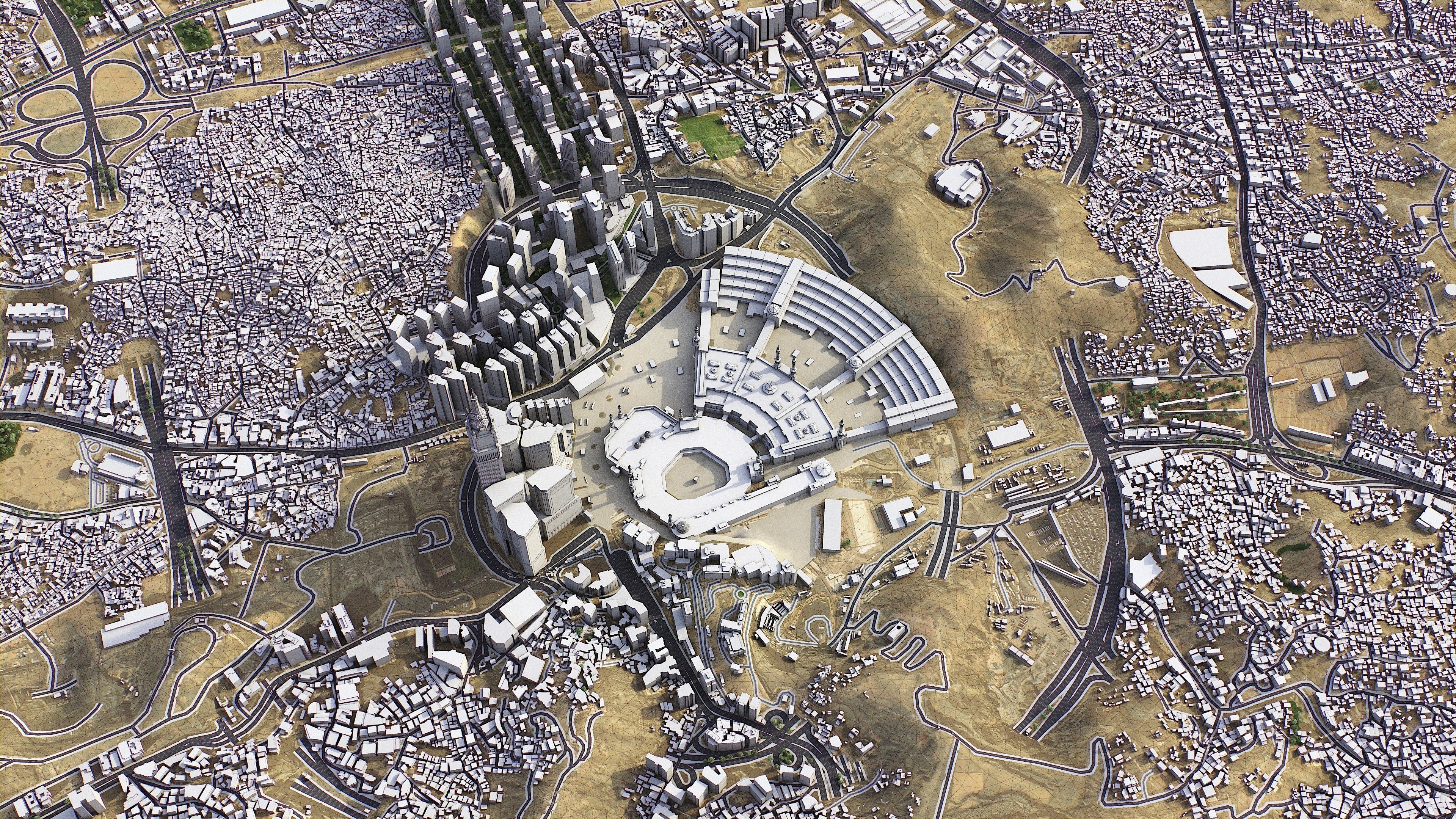 Mecca - 3D City Topography Terrain Low-poly 3D model_9