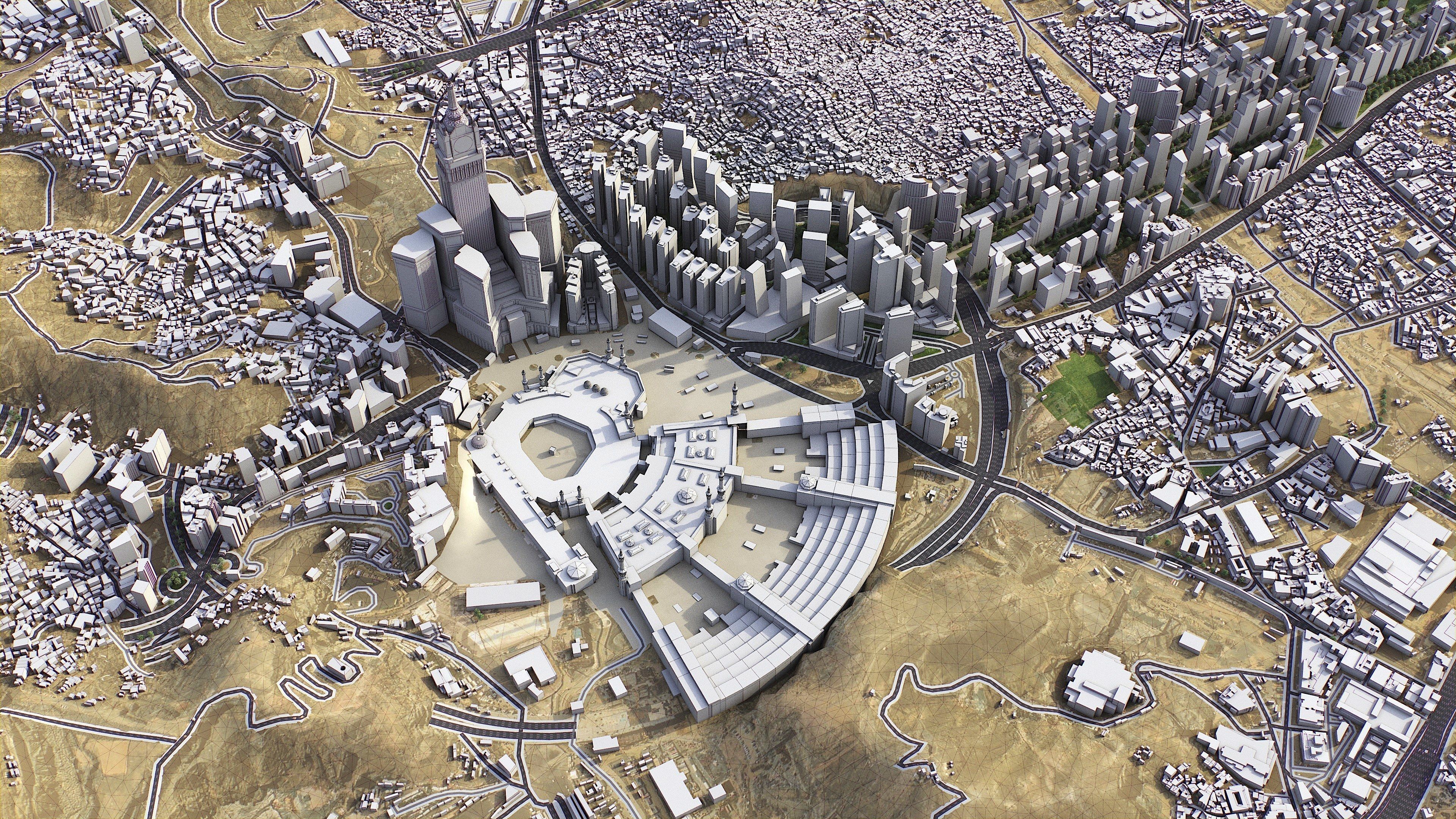 Mecca - 3D City Topography Terrain Low-poly 3D model_6