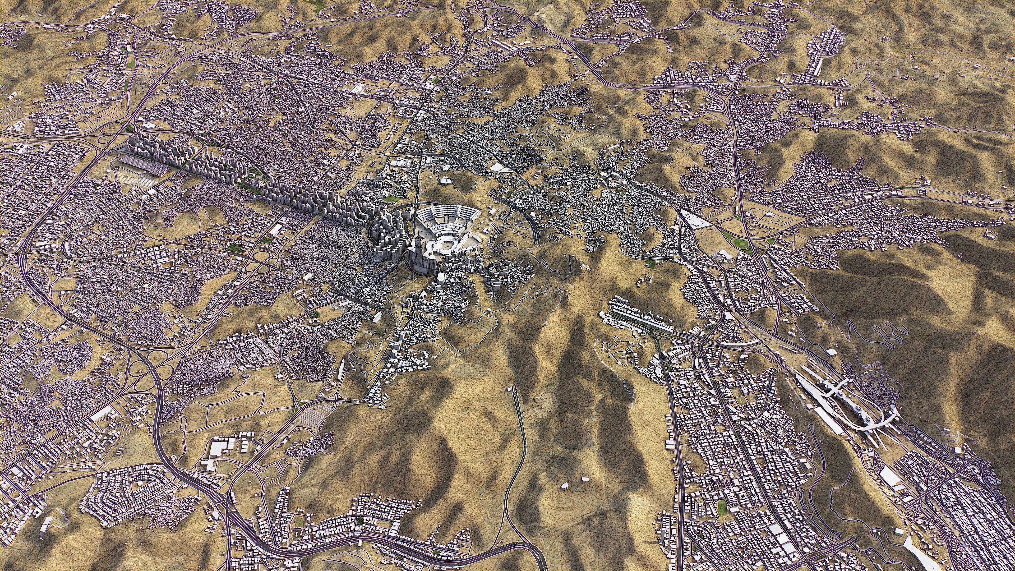 Mecca - 3D City Topography Terrain Low-poly 3D model_36