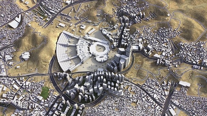 Mecca - 3D City Topography Terrain Low-poly 3D model 4