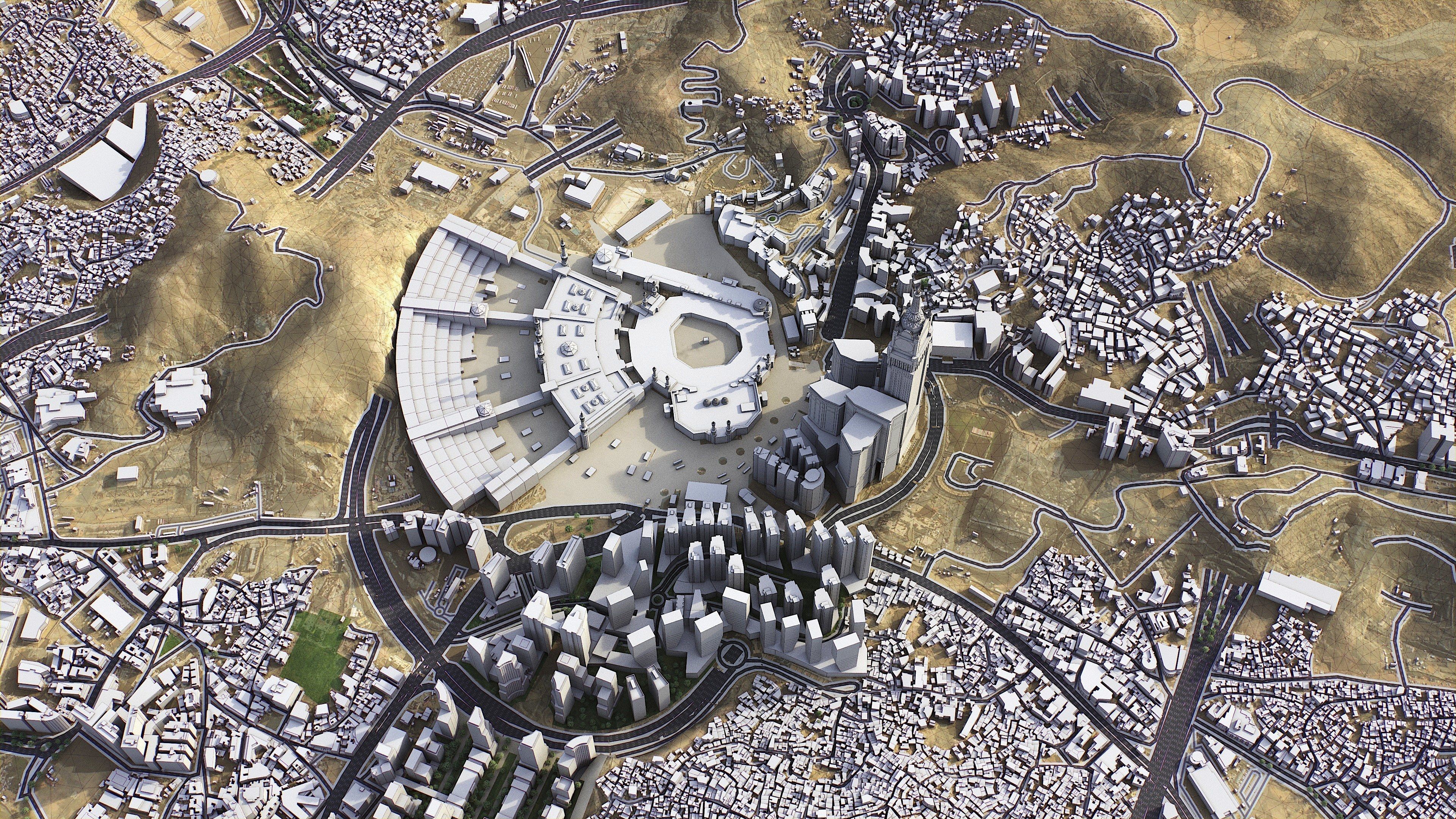 Mecca - 3D City Topography Terrain Low-poly 3D model_3