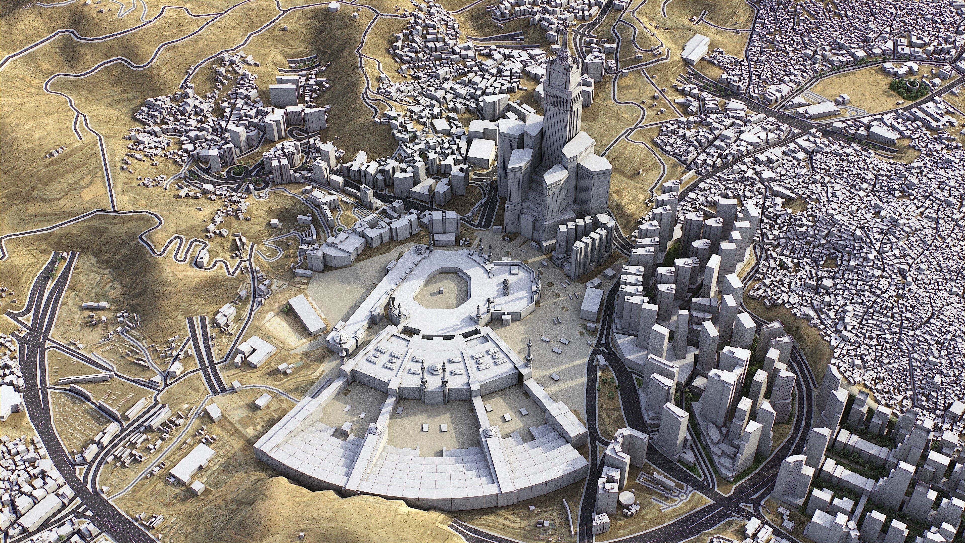 Mecca - 3D City Topography Terrain Low-poly 3D model_12