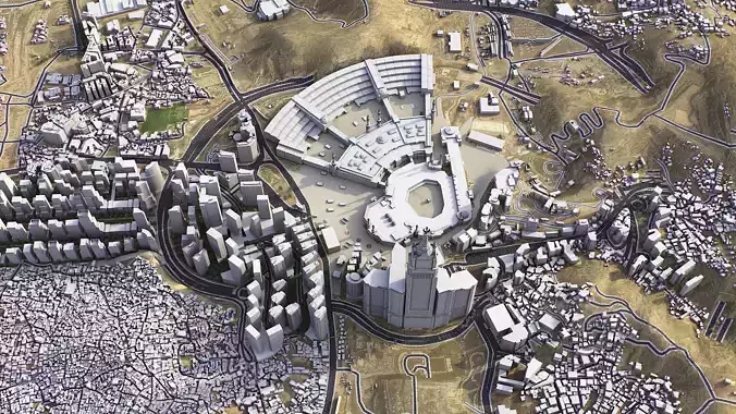 Mecca - 3D City Topography Terrain Low-poly 3D model