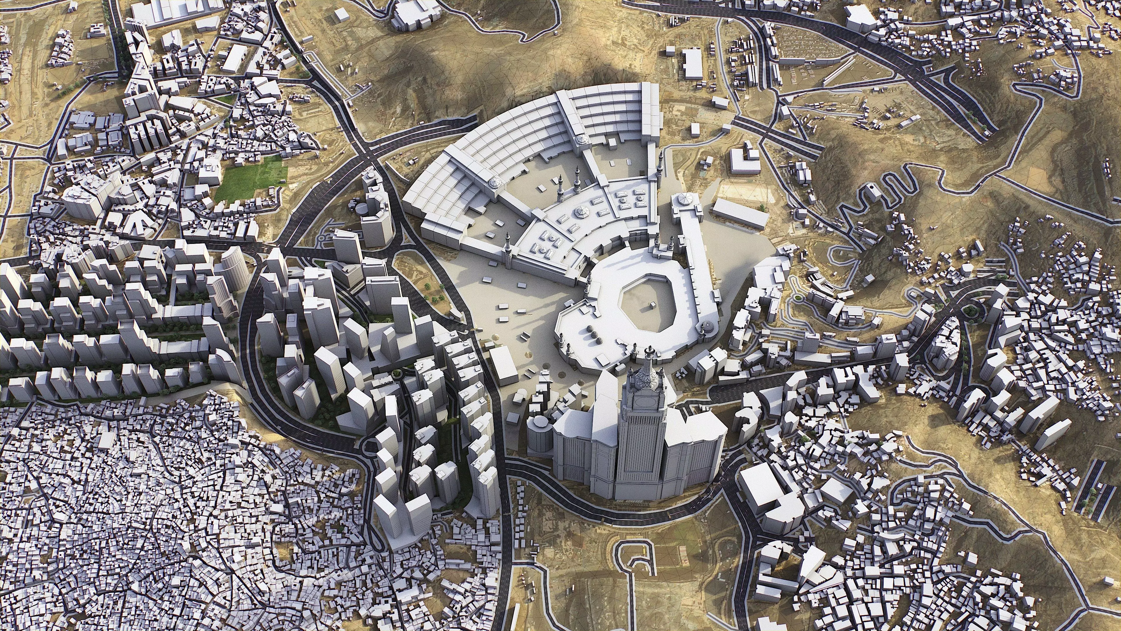 Mecca - 3D City Topography Terrain Low-poly 3D model_0