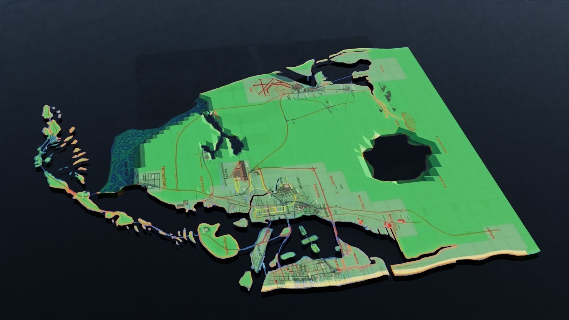 I Create GTA 6 2d Map into 3d Map 3D model_1