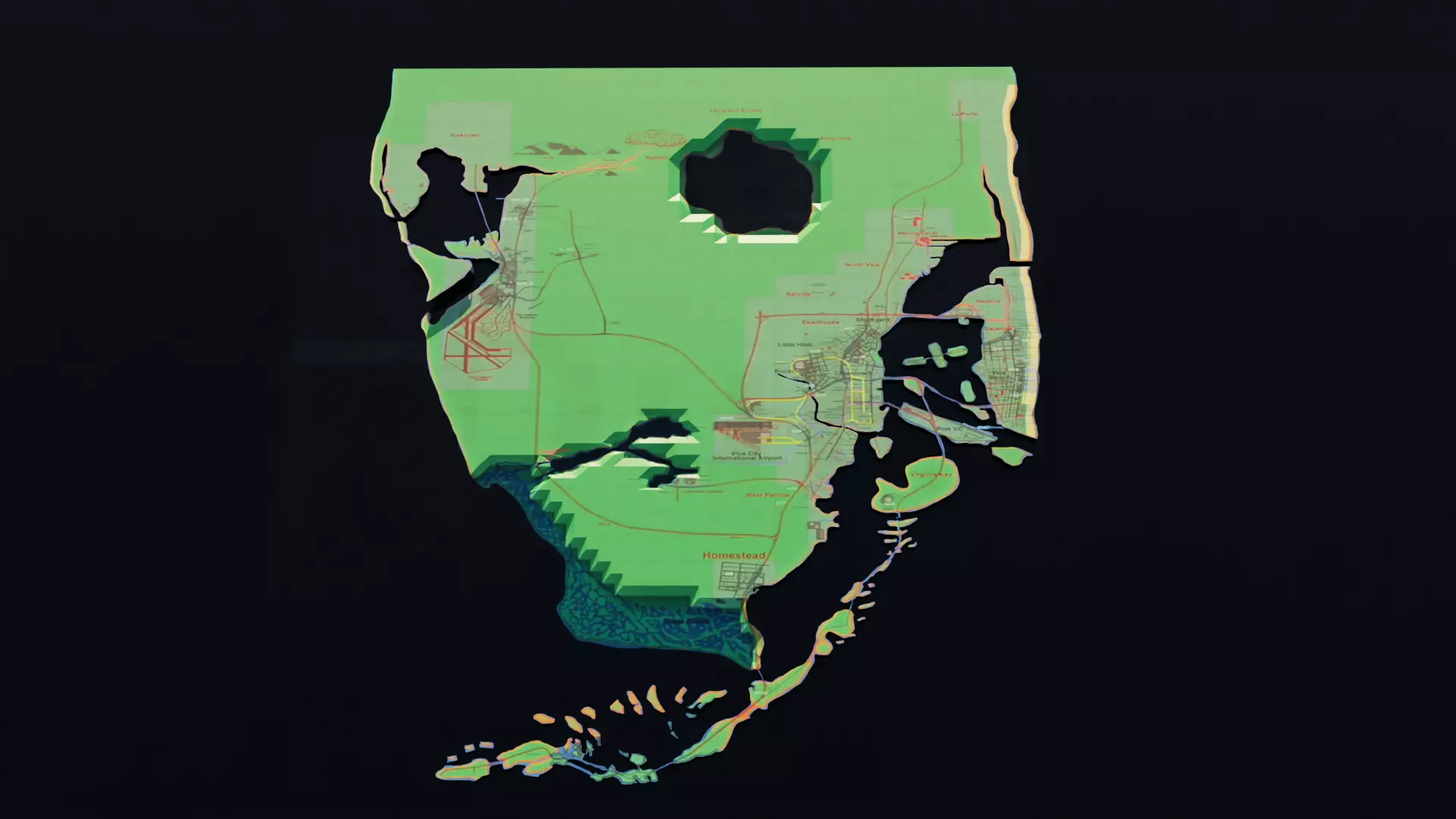 I Create GTA 6 2d Map into 3d Map 3D model_0