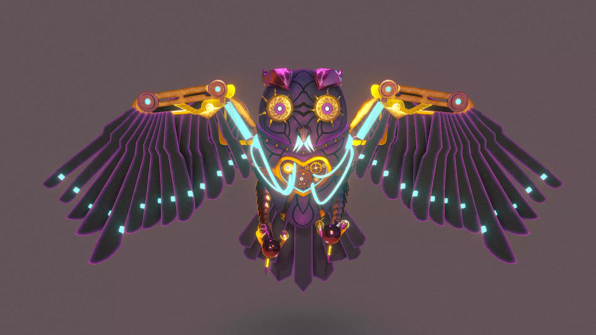 SteamPunk Owl Low-poly 3D model_0