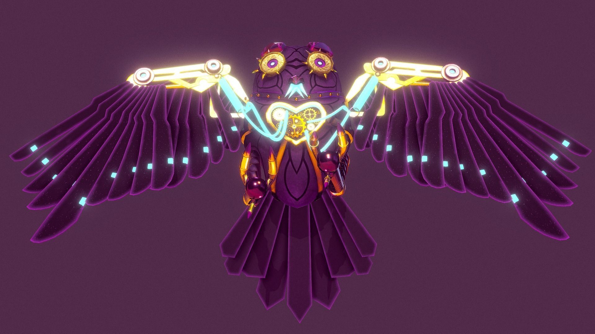 SteamPunk Owl Low-poly 3D model_4