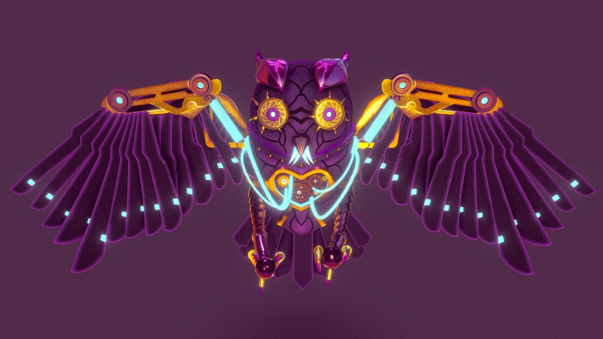 SteamPunk Owl Low-poly 3D model_3