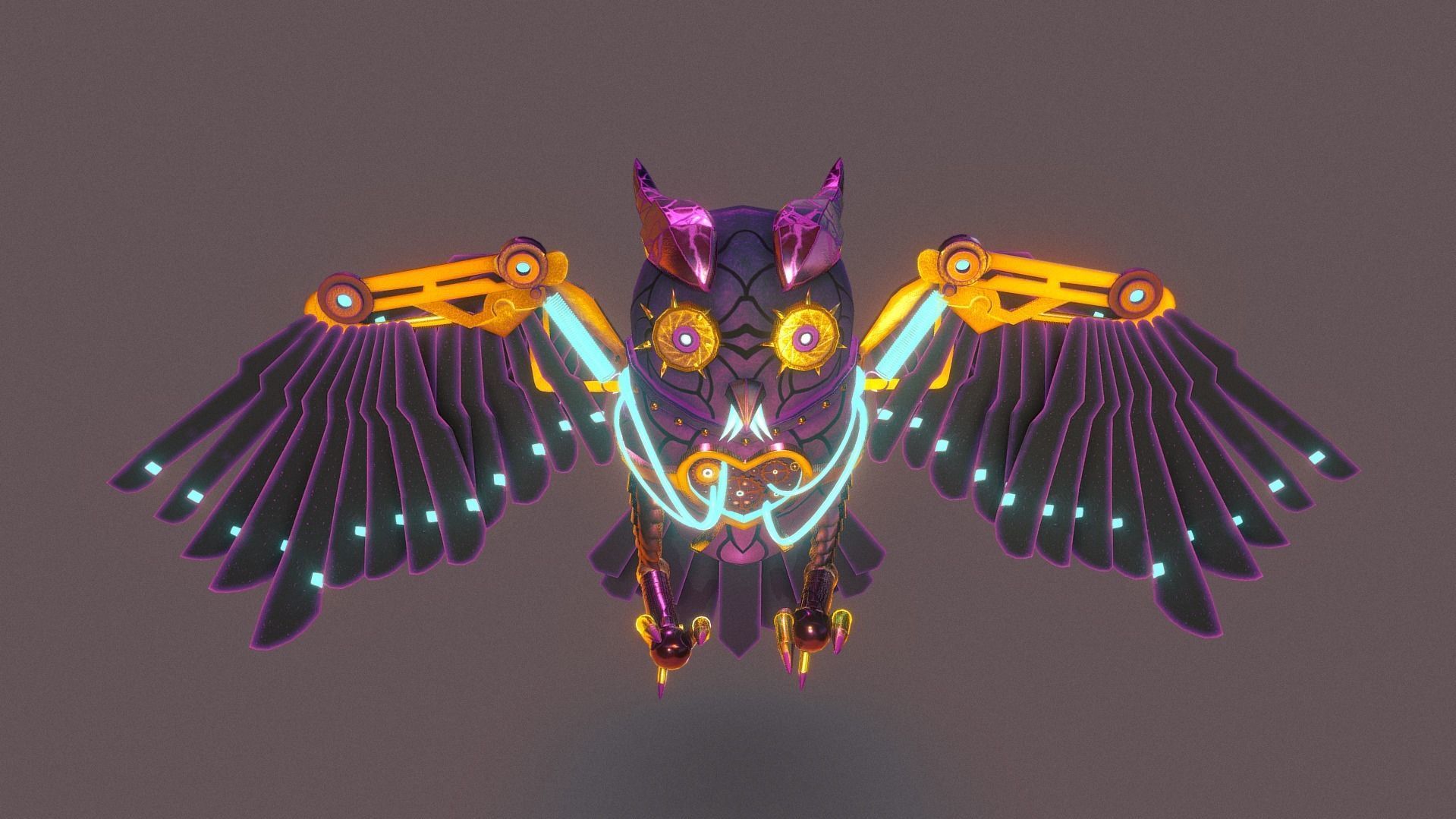 SteamPunk Owl Low-poly 3D model_1