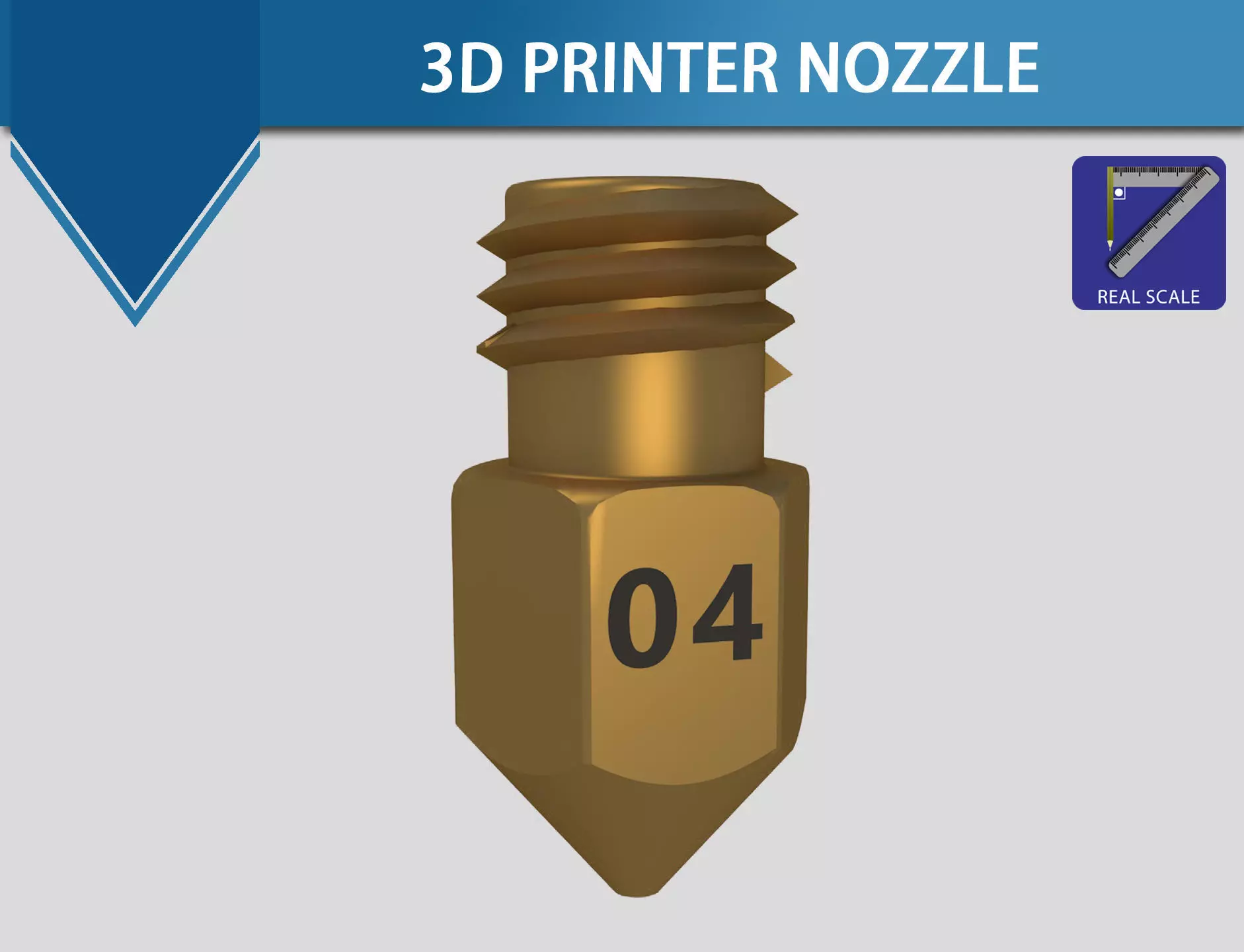 3D Printer Nozzle - Real size 3D model_0