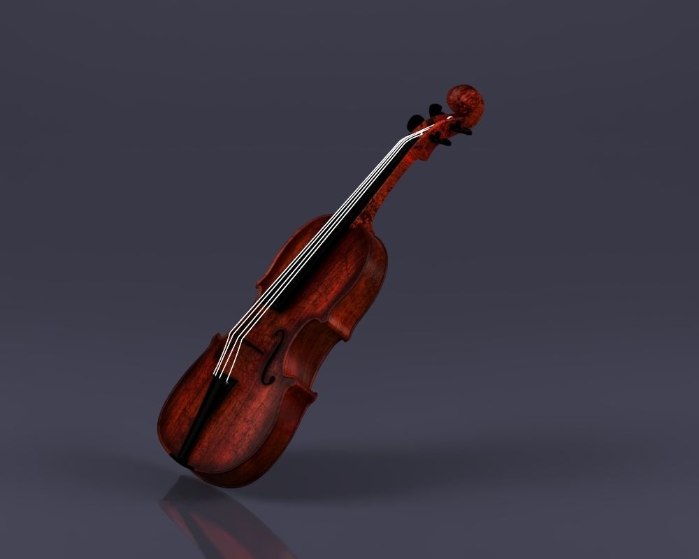 S00045 Violin Low-poly 3D model_5