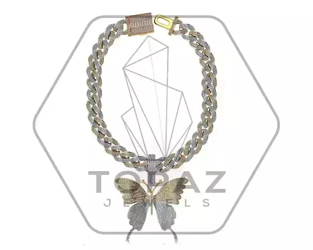 Butterfly Icedout Pendant 3d print model 