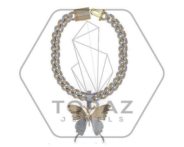 Butterfly Icedout Pendant 3d print model  3D print model
