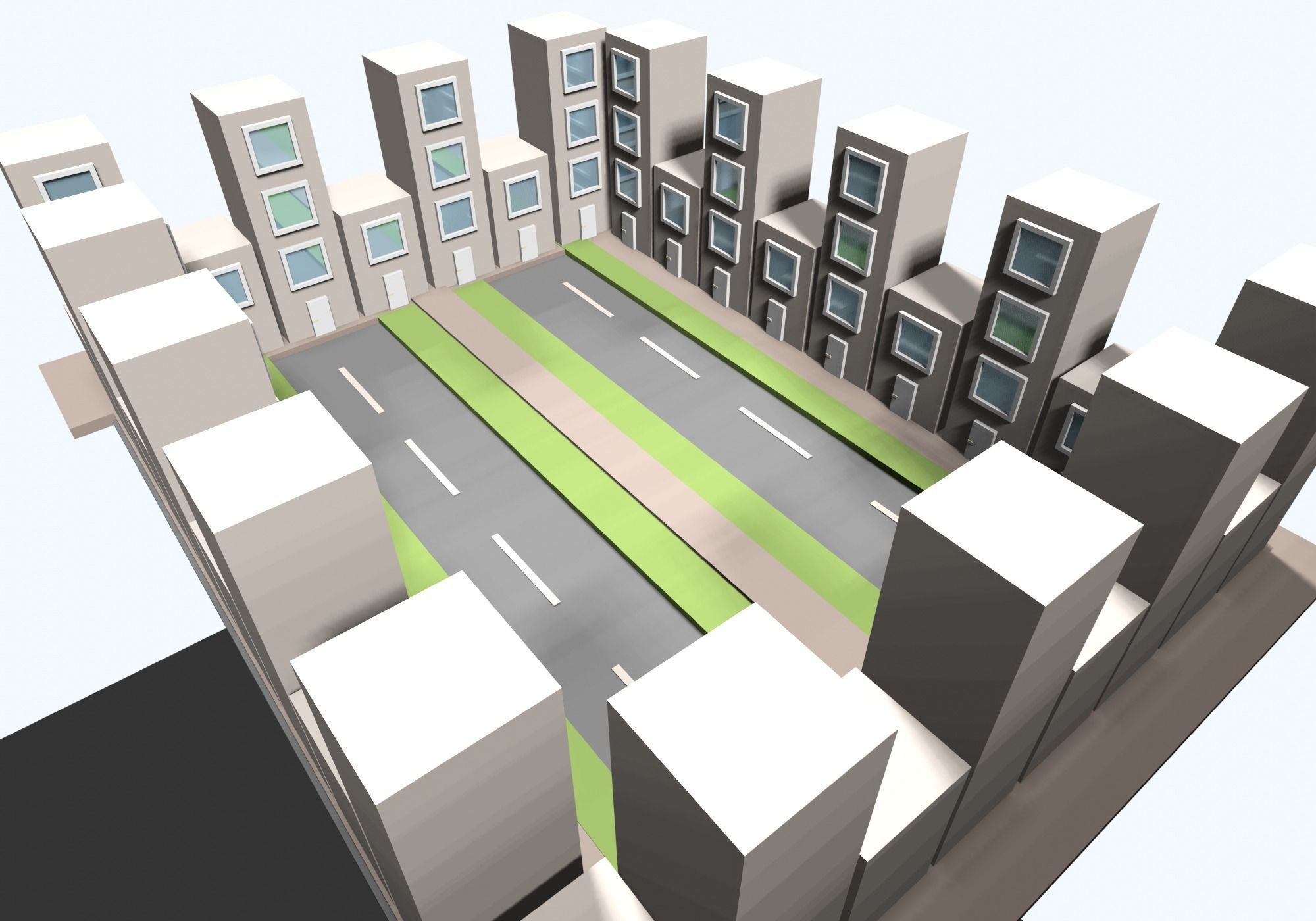 base city Low-poly 3D model_4