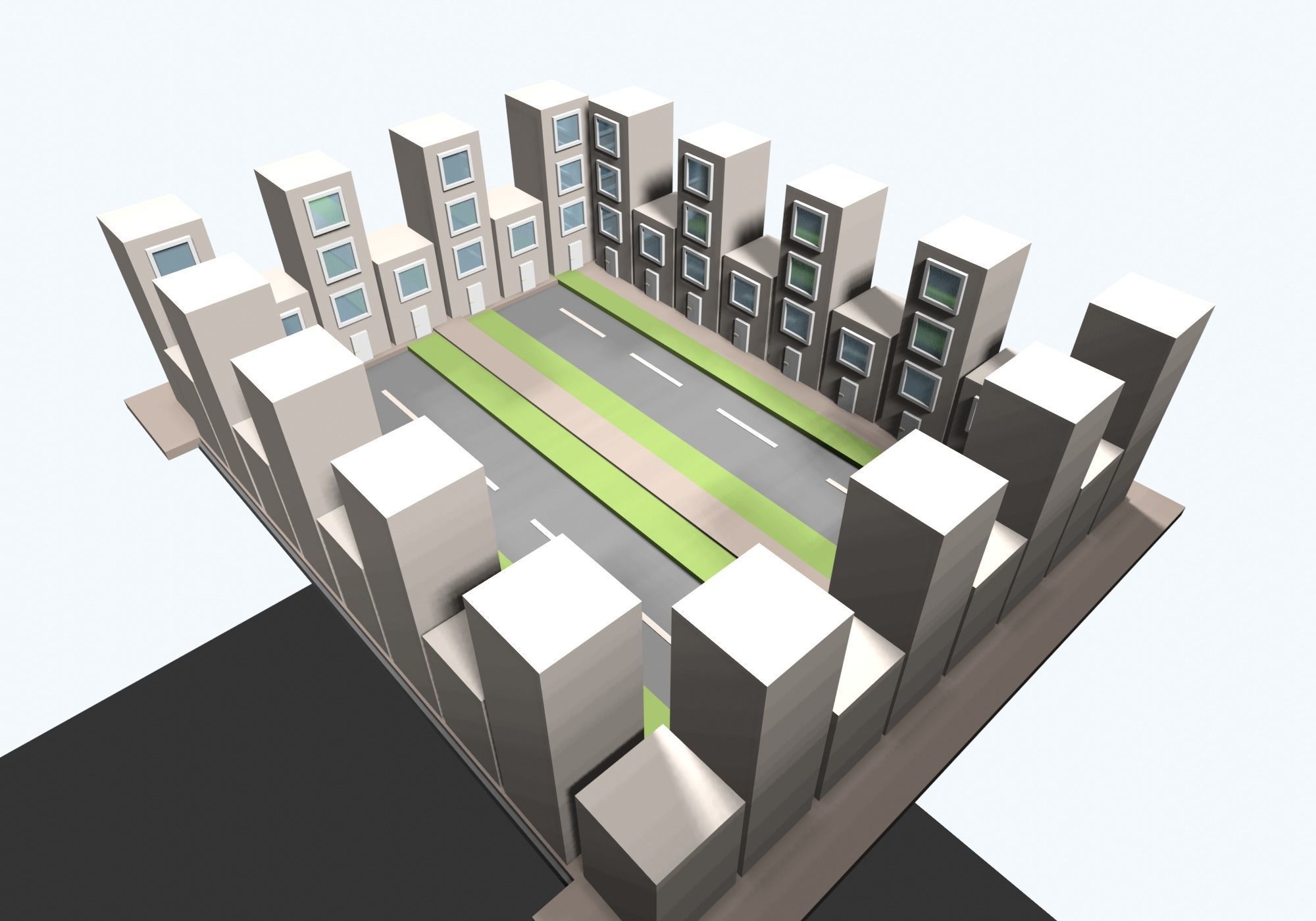 base city Low-poly 3D model_3