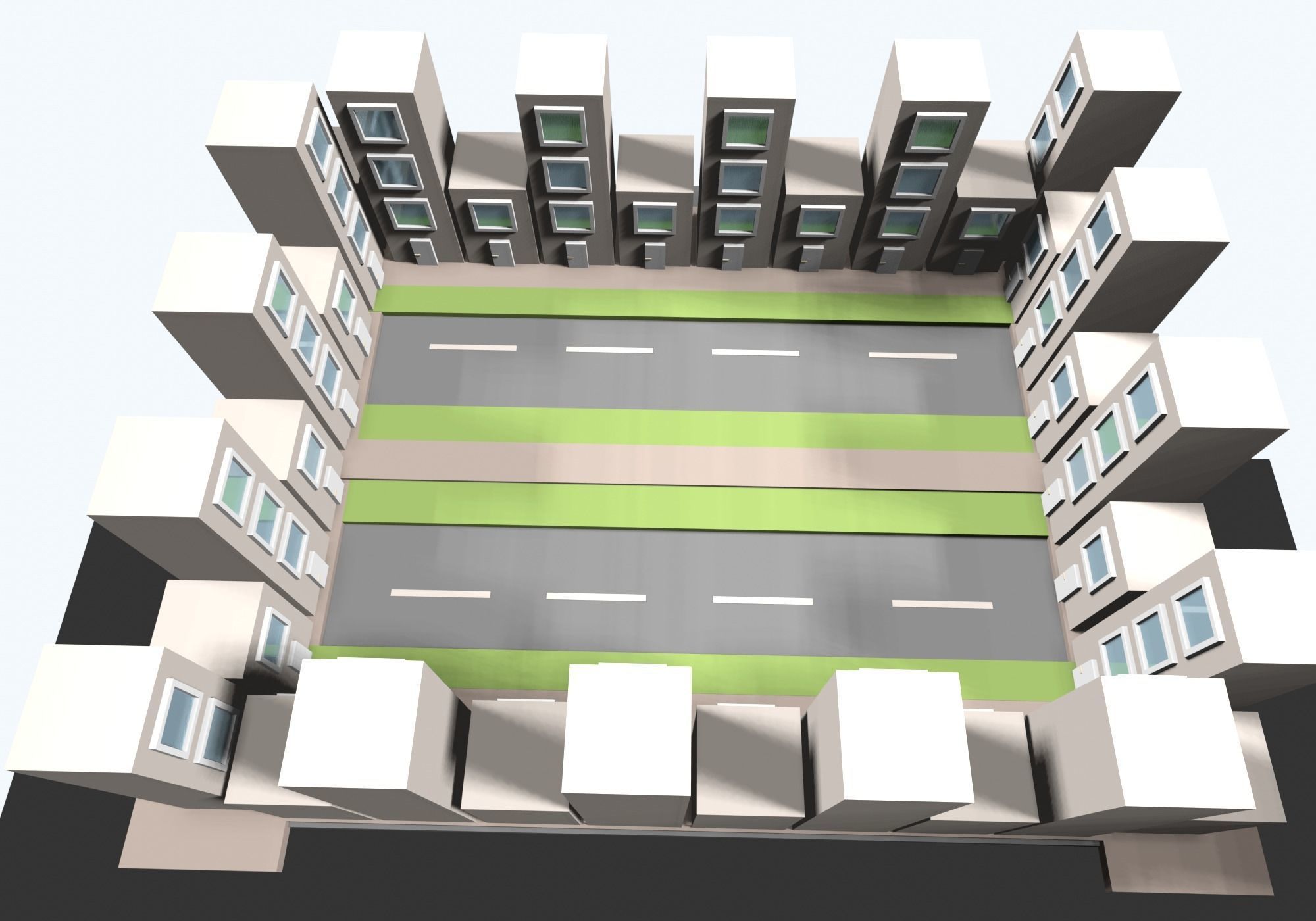 base city Low-poly 3D model_6