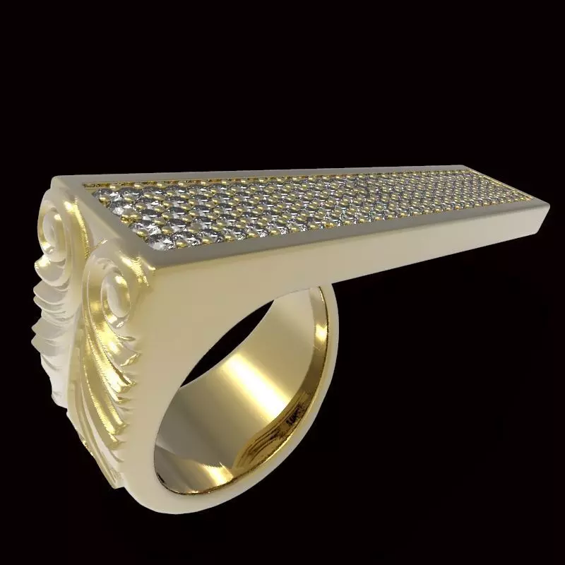 adjustable ring version 1 with gems engraving 1  3D print model_0