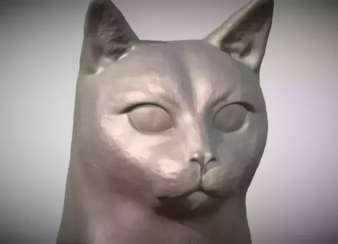Russian Blue cat head for 3D printing 3D print model