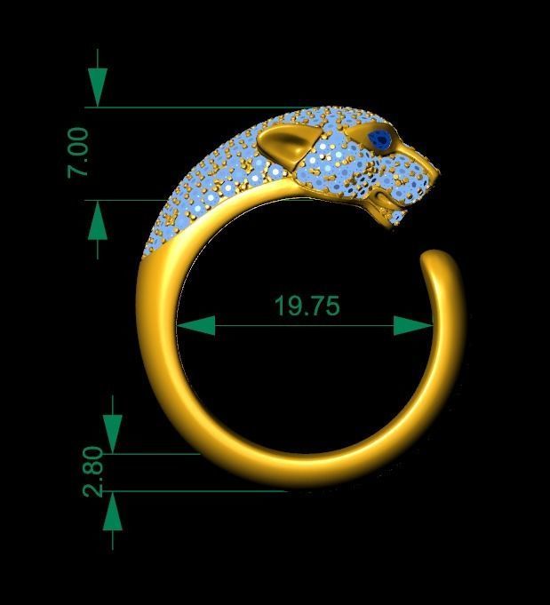 Panther Ring - DIFERENT SIZES 3D print model_5