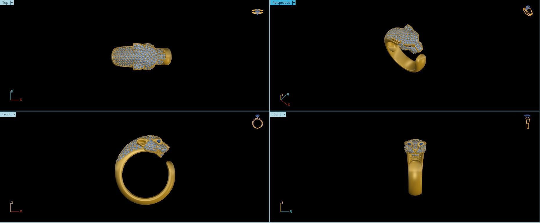 Panther Ring - DIFERENT SIZES 3D print model_7