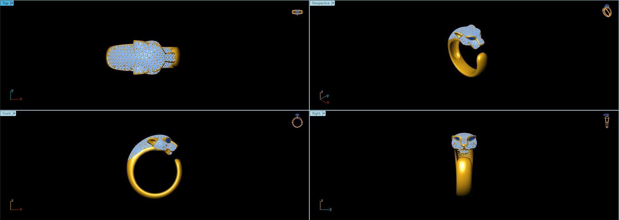 Panther Ring - DIFERENT SIZES 3D print model_9