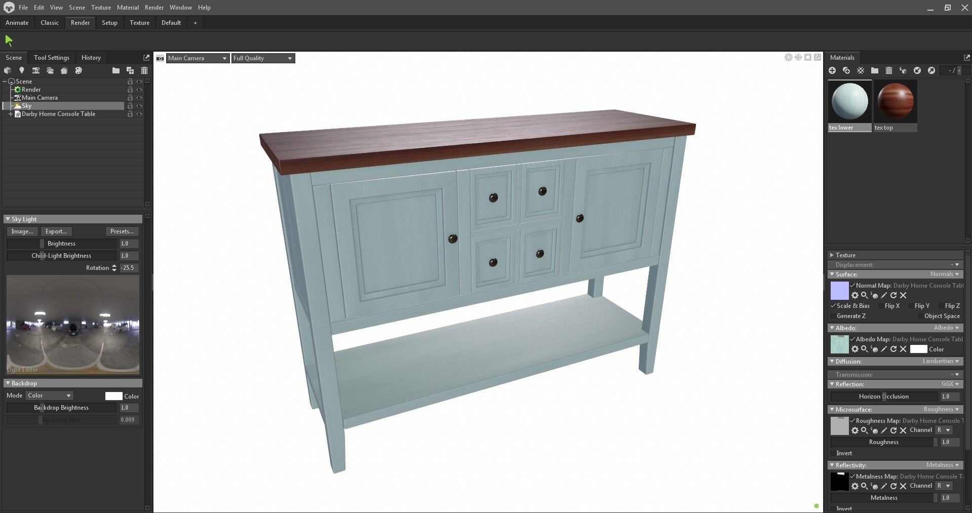 Console Table Low-poly 3D model_19