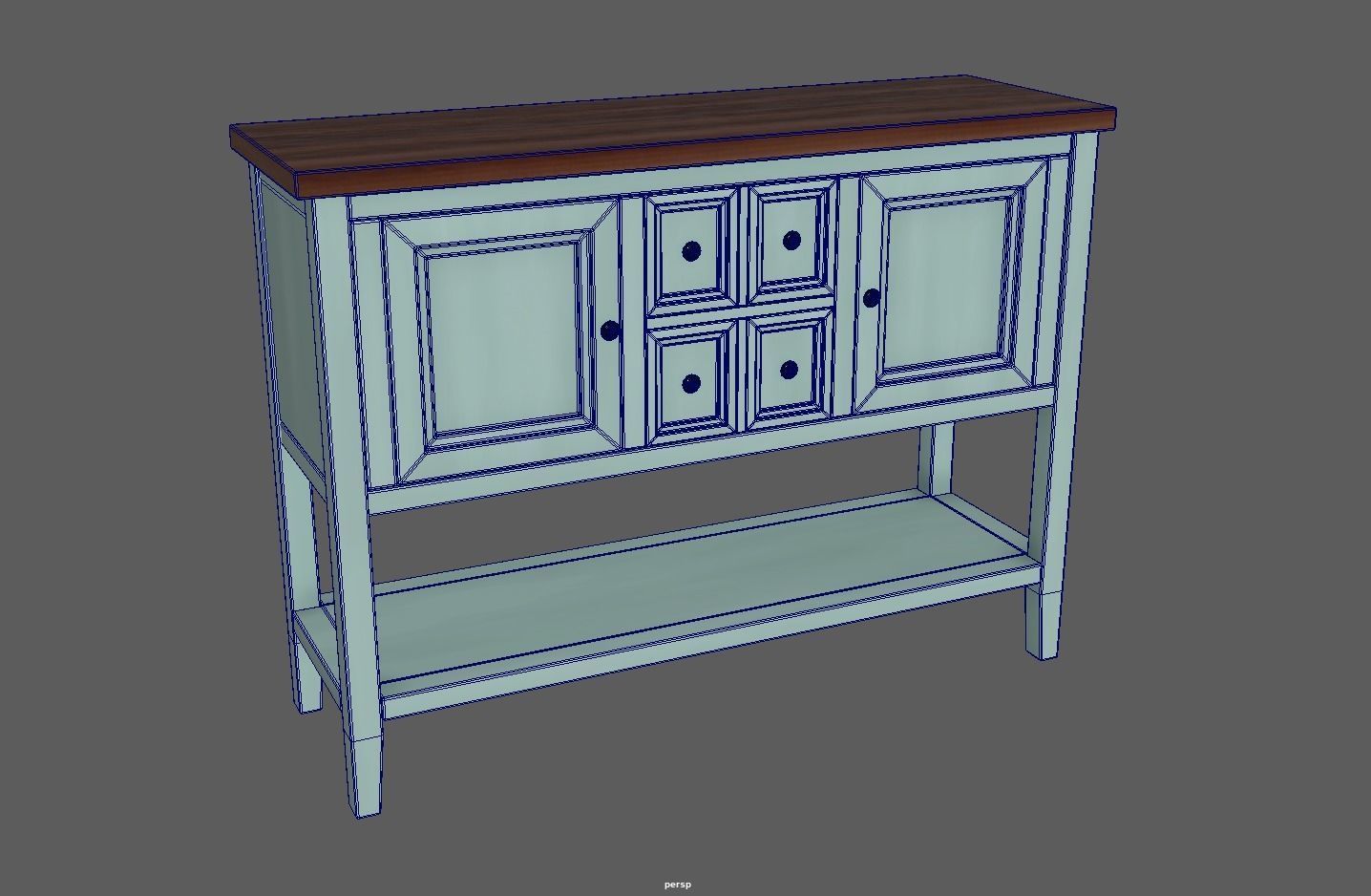 Console Table Low-poly 3D model_9