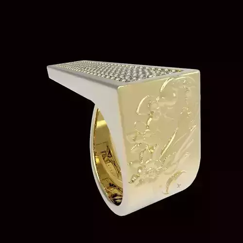 adjustable ring version 1 with gems engraving 2 3D print model