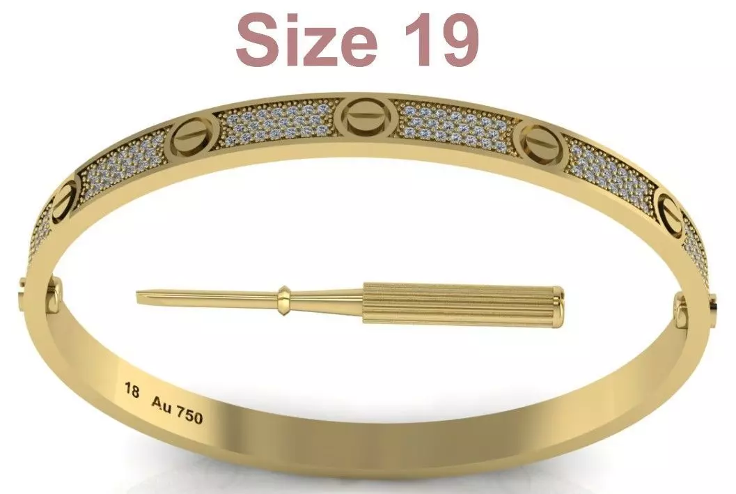 Love Bracelet With Diamonds - Size 19 3D print model_0