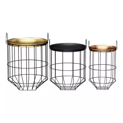 COFFEE TABLE-METAL BASKET SET OF 3 PIECES