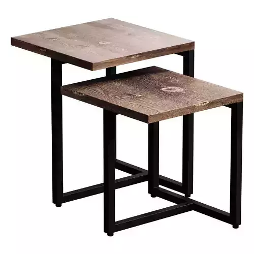 SQUARE COFFEE TABLE WITH WOODEN TOP BROWN JODY 2 PCS