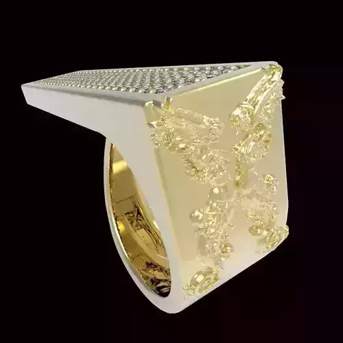 adjustable ring version 1 with gems engraving 3  3D print model