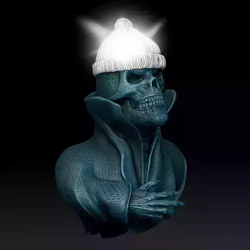 Skull with cloak and collar as a wall lamp  closed eyes 3D print model