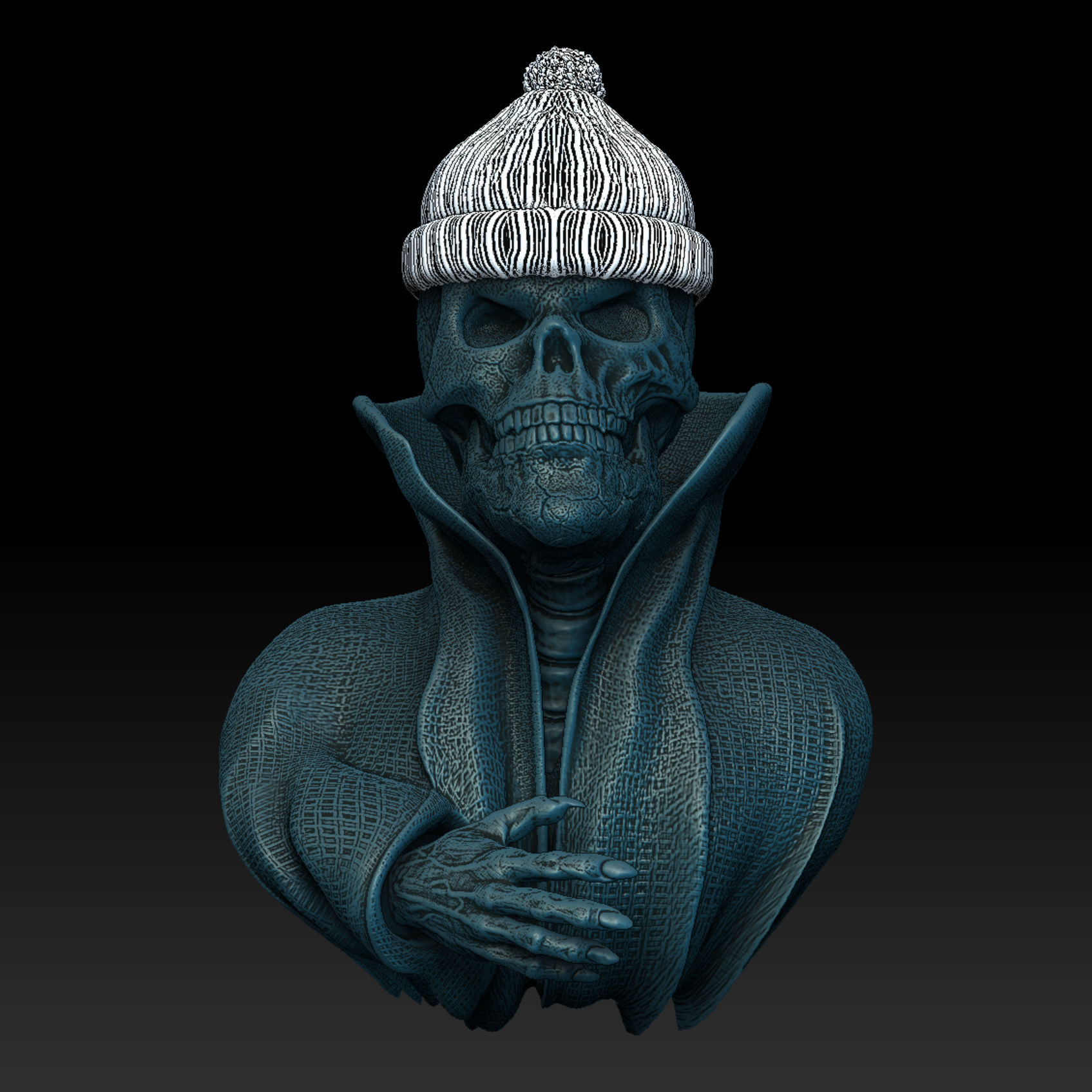 Skull with cloak and collar as a wall lamp  closed eyes 3D print model_8