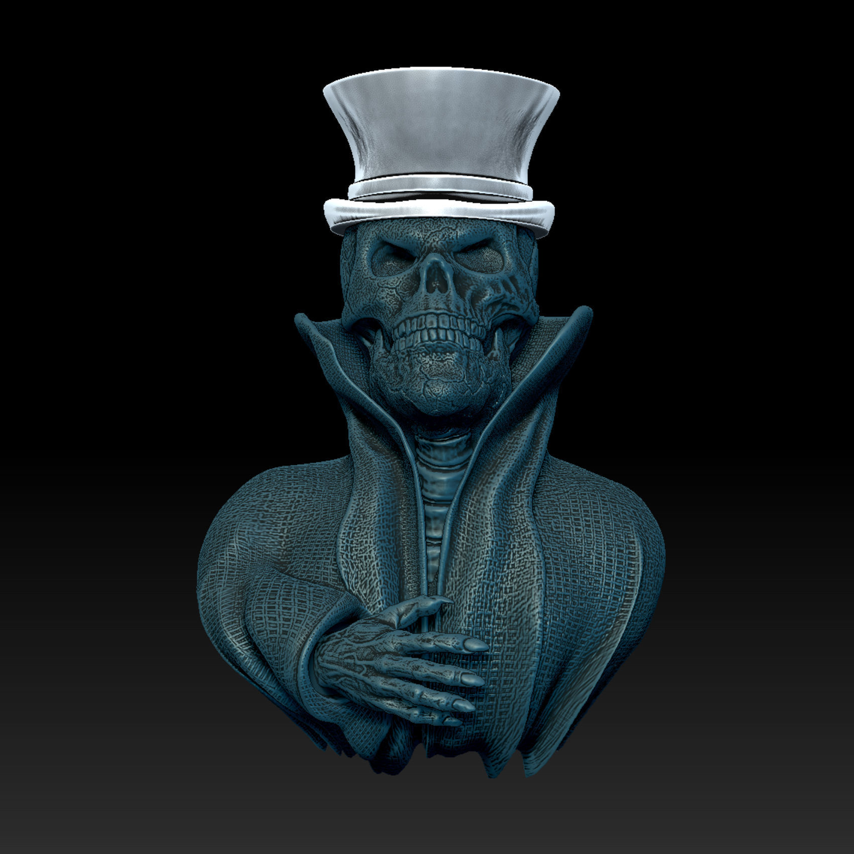 Skull with cloak and collar as a wall lamp  closed eyes 3D print model_7