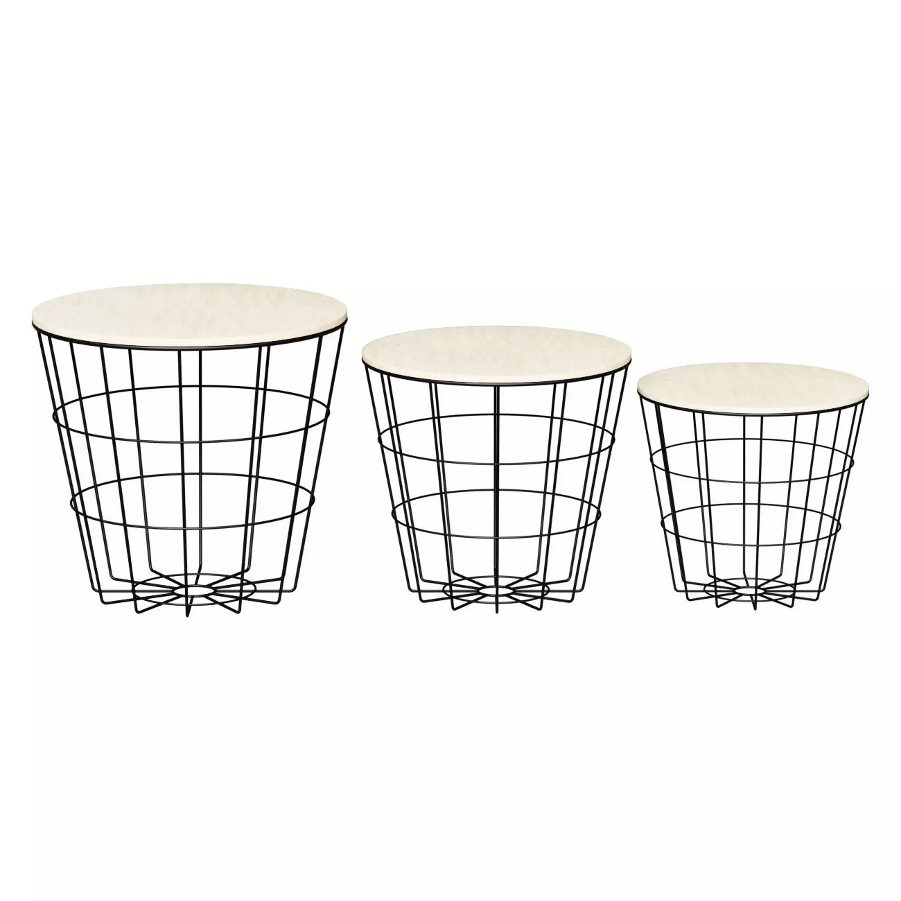 BROWN BASKET TABLES 3 PIECES 3D model_0