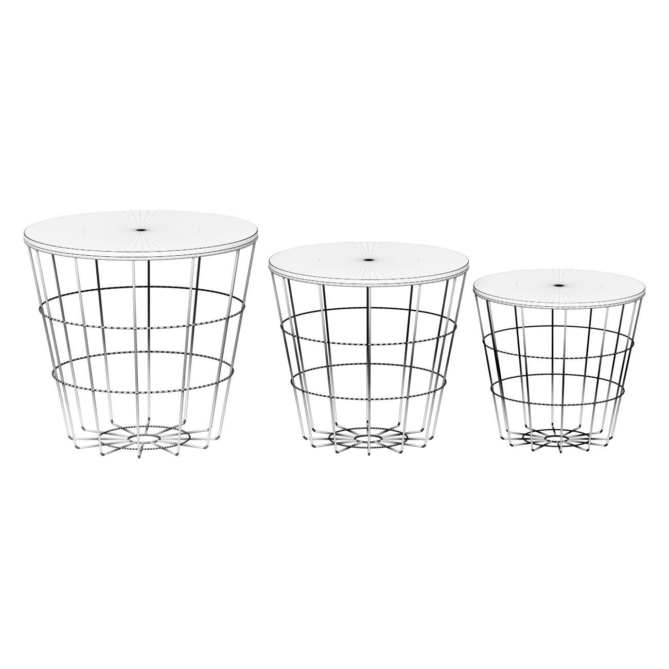 BROWN BASKET TABLES 3 PIECES 3D model_1
