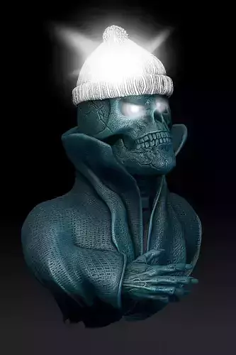 Wall Lamp Skull with cloak and collar open eyes 3D print model