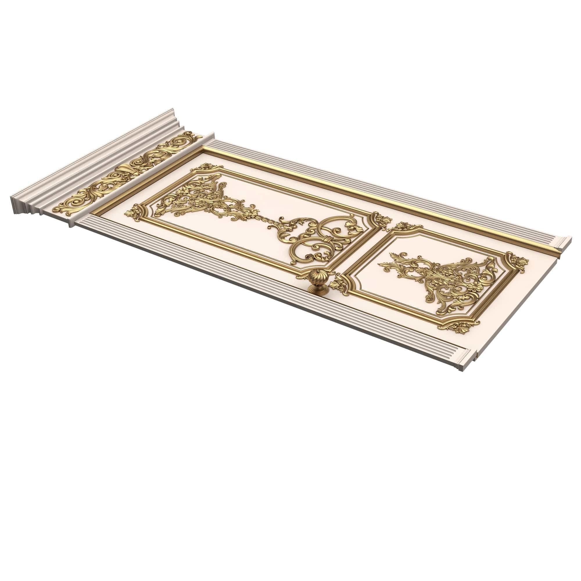 Carved Door Classic 0802 White Low-poly 3D model_2