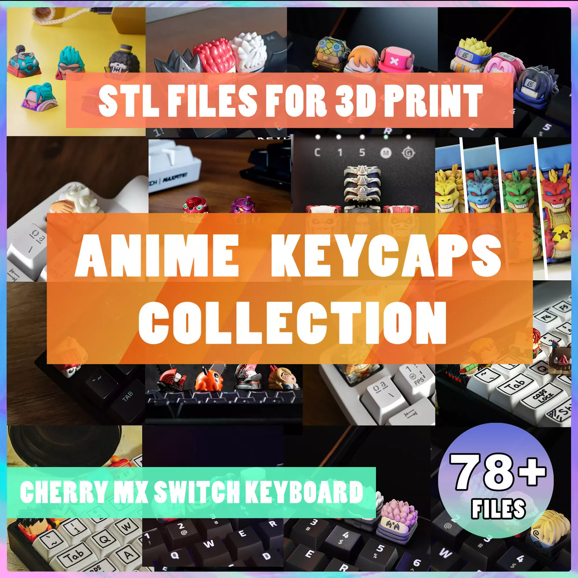 Anime STL Keycaps Collection - mechanical keyboard - 2021 - 2024 3D print model_0