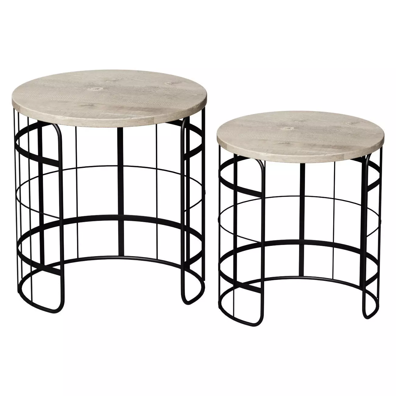 ROUND COFFEE TABLES BLACK 2 PIECES 00-4038665 3D model_0