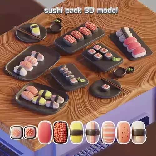 Sushi 3D Model Pack  Low-poly 3D model