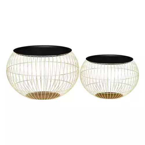 BLACK AND GOLD BASKET TABLE 2 PIECES 00-4116151
